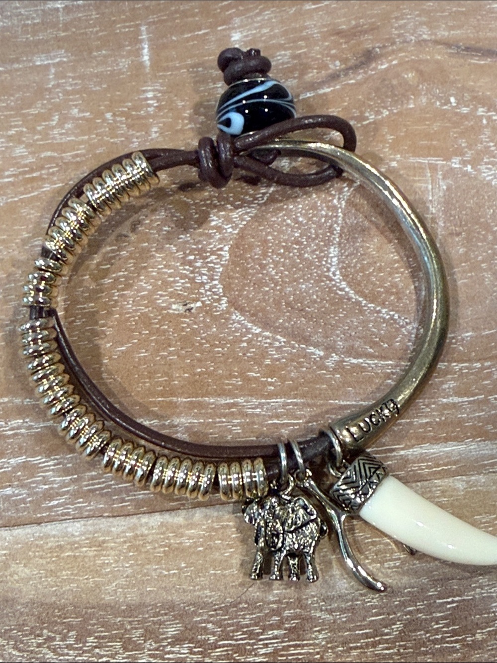 NWOT Boho Charm Bracelet with Elephant & Tusk Accents